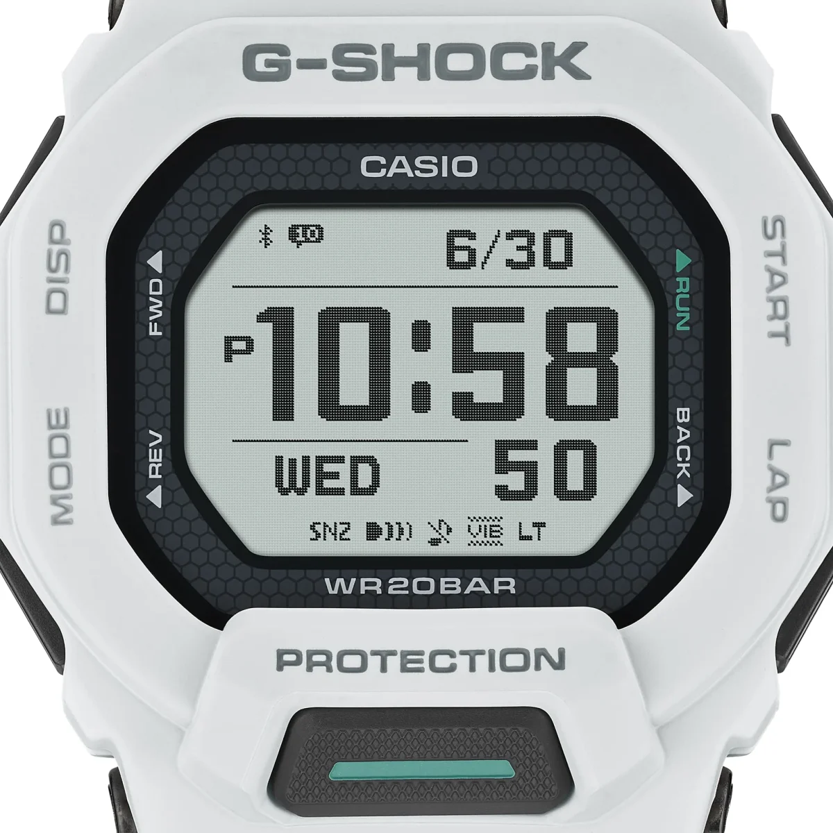 CASIO G‑SHOCK GBD‑200‑7DR Bluetooth Step‑Tracker Sports Watch — White