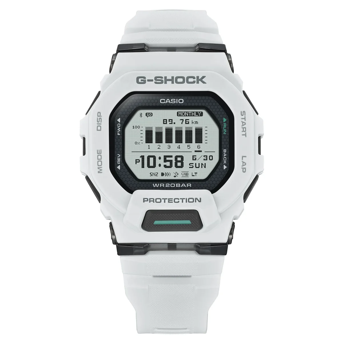 CASIO G‑SHOCK GBD‑200‑7DR Bluetooth Step‑Tracker Sports Watch — White