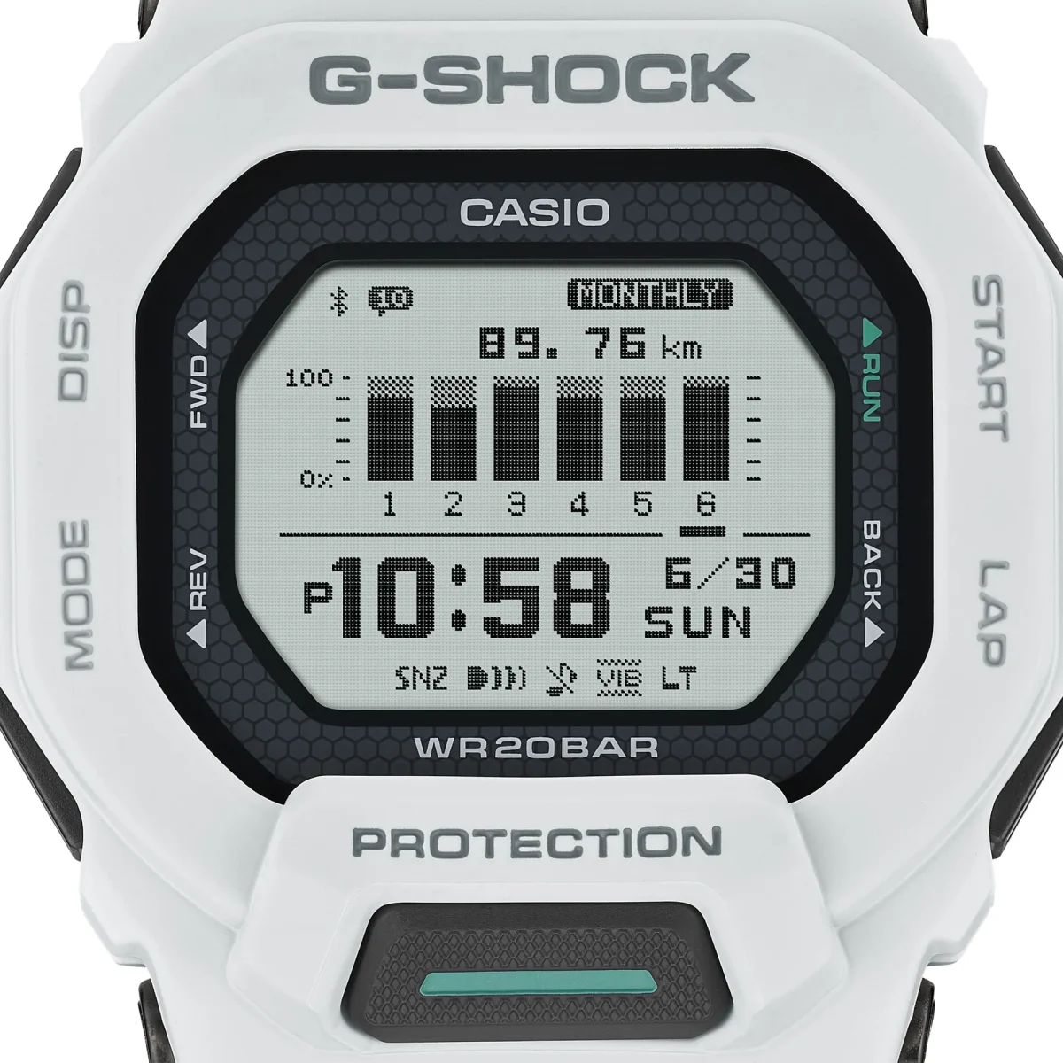 CASIO G‑SHOCK GBD‑200‑7DR Bluetooth Step‑Tracker Sports Watch — White