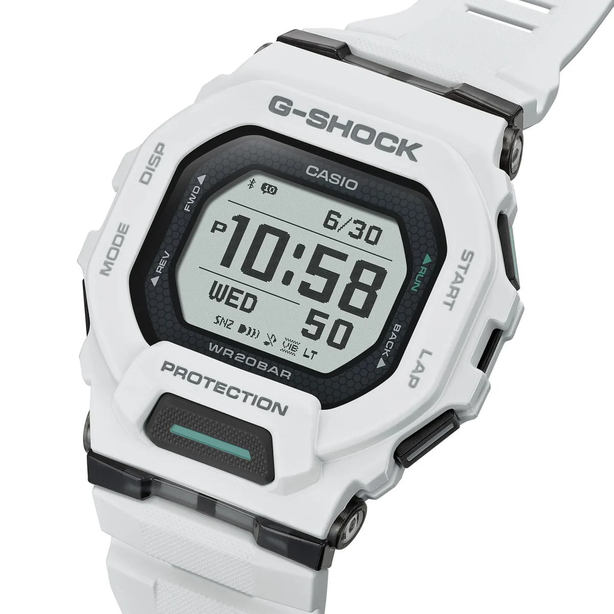 CASIO G‑SHOCK GBD‑200‑7DR Bluetooth Step‑Tracker Sports Watch — White