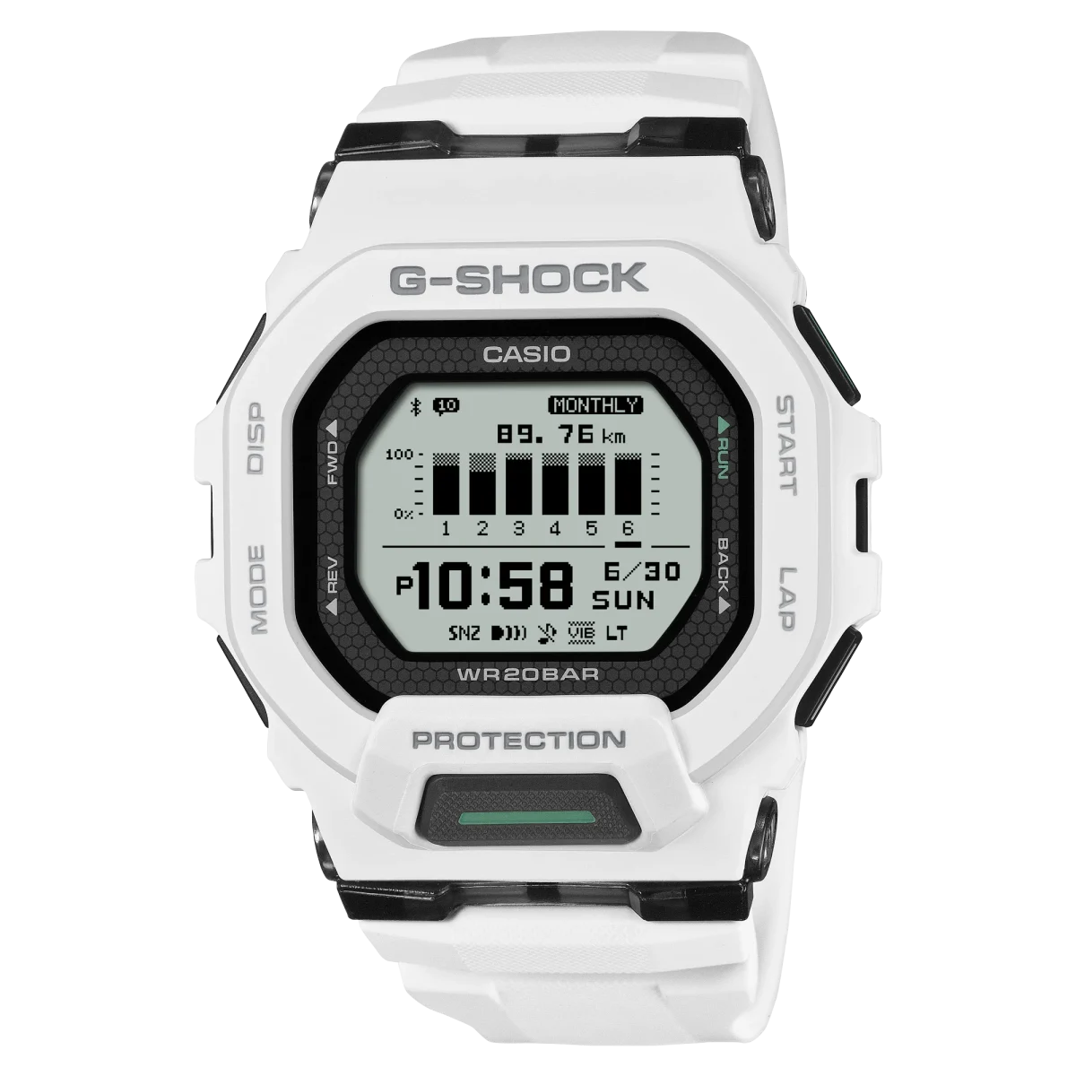 CASIO G‑SHOCK GBD‑200‑7DR Bluetooth Step‑Tracker Sports Watch — White
