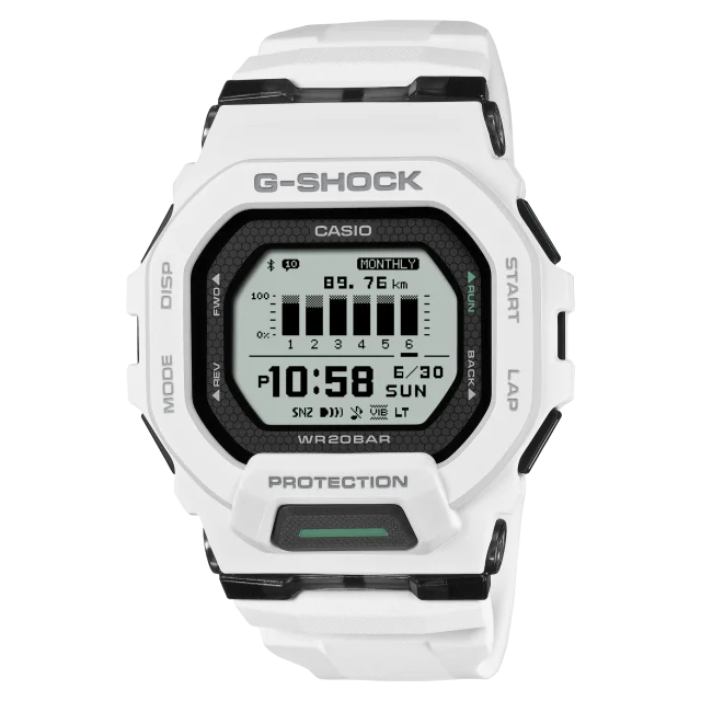 CASIO G‑SHOCK GBD‑200‑7DR Bluetooth Step‑Tracker Sports Watch — White