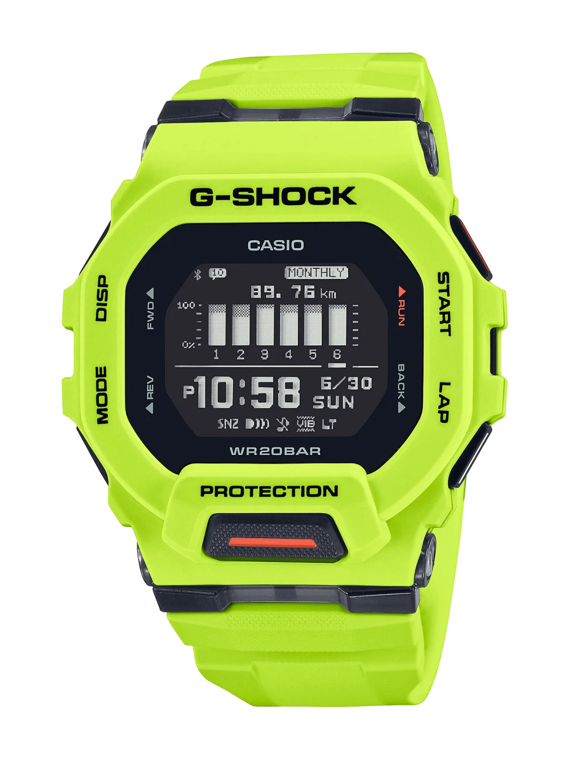 Casio G-Shock GBD200-9D G-SQUAD Bluetooth Digital Sports Watch – Lime Green