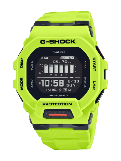 Casio G-Shock GBD200-9D G-SQUAD Bluetooth Digital Sports Watch – Lime Green