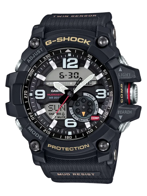 CASIO G-SHOCK GG1000-1ADR – Master of G “Mudmaster” Twin-Sensor Rugged Adventure Watch, Black Resin