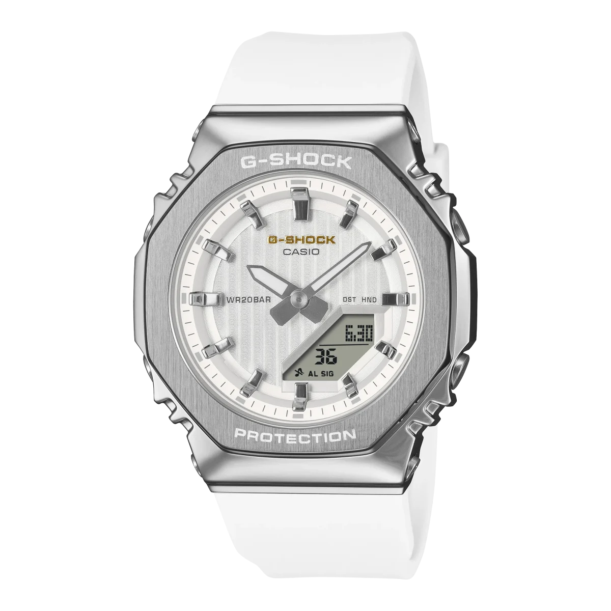 Casio G-Shock GM-S2110SH-7A Women's Analog-Digital Limited Edition White & Silver Watch