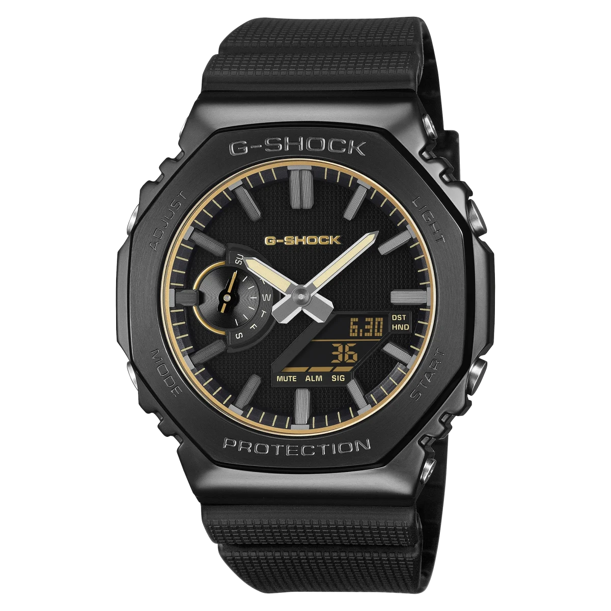 Casio G-Shock GM2100LXB-1A9 Men's Black & Gold Metal Bezel Analogue Digital Watch