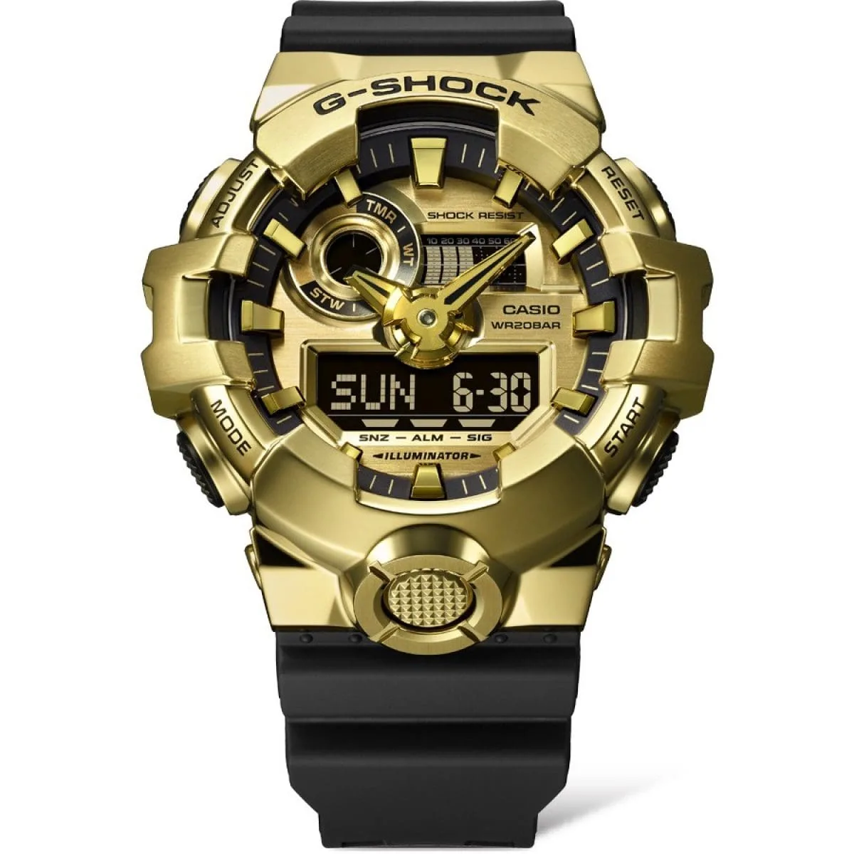 Casio G-Shock GM700G-9A Gold Stainless Steel Bezel Black Resin Strap Analog-Digital 200M Watch