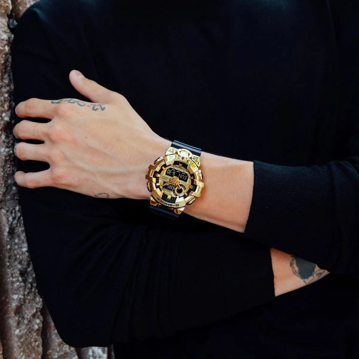 Casio G-Shock GM700G-9A Gold Stainless Steel Bezel Black Resin Strap Analog-Digital 200M Watch