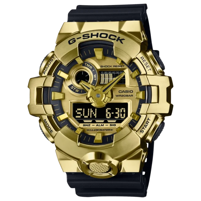 Casio G-Shock GM700G-9A Gold Stainless Steel Bezel Black Resin Strap Analog-Digital 200M Watch