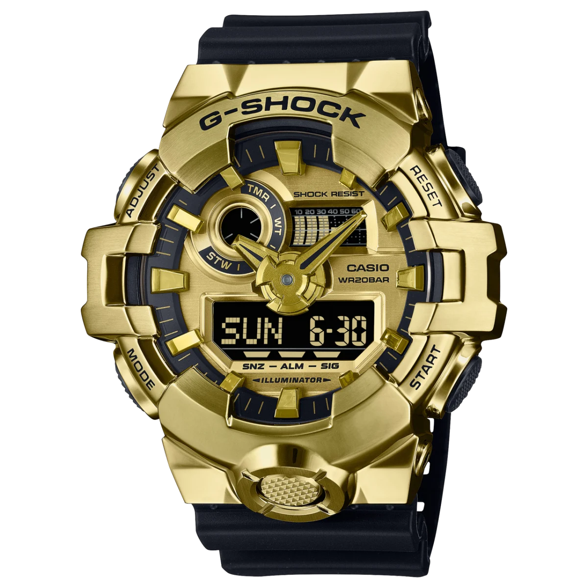 Casio G-Shock GM700G-9A Gold Stainless Steel Bezel Black Resin Strap Analog-Digital 200M Watch