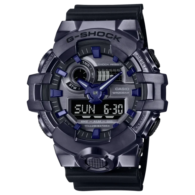 Casio G-Shock GM700P-6A “G-Steel” Purple Ion-Plated Stainless Steel Bezel – Large Analogue/Digital Watch, 200m Water-Resist