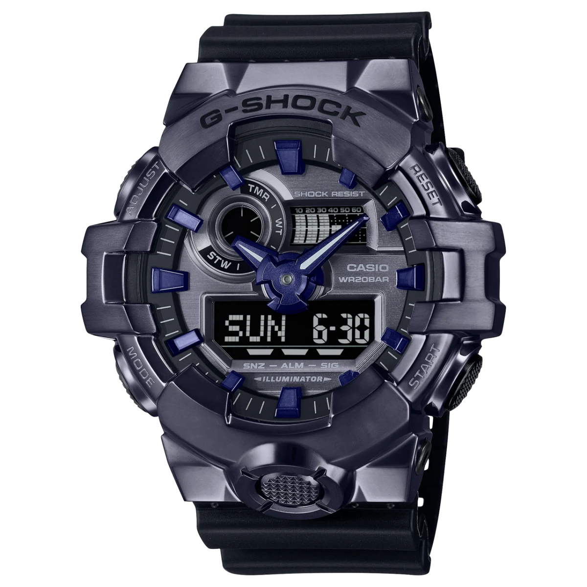 Casio G-Shock GM700P-6A “G-Steel” Purple Ion-Plated Stainless Steel Bezel – Large Analogue/Digital Watch, 200m Water-Resist