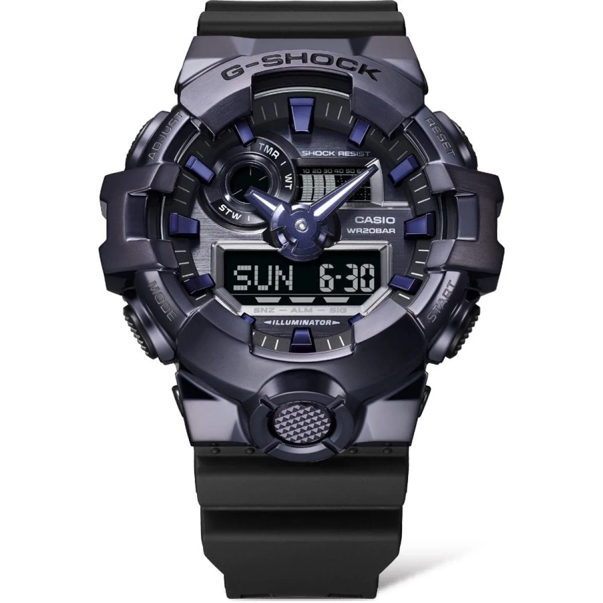 Casio G-Shock GM700P-6A “G-Steel” Purple Ion-Plated Stainless Steel Bezel – Large Analogue/Digital Watch, 200m Water-Resist