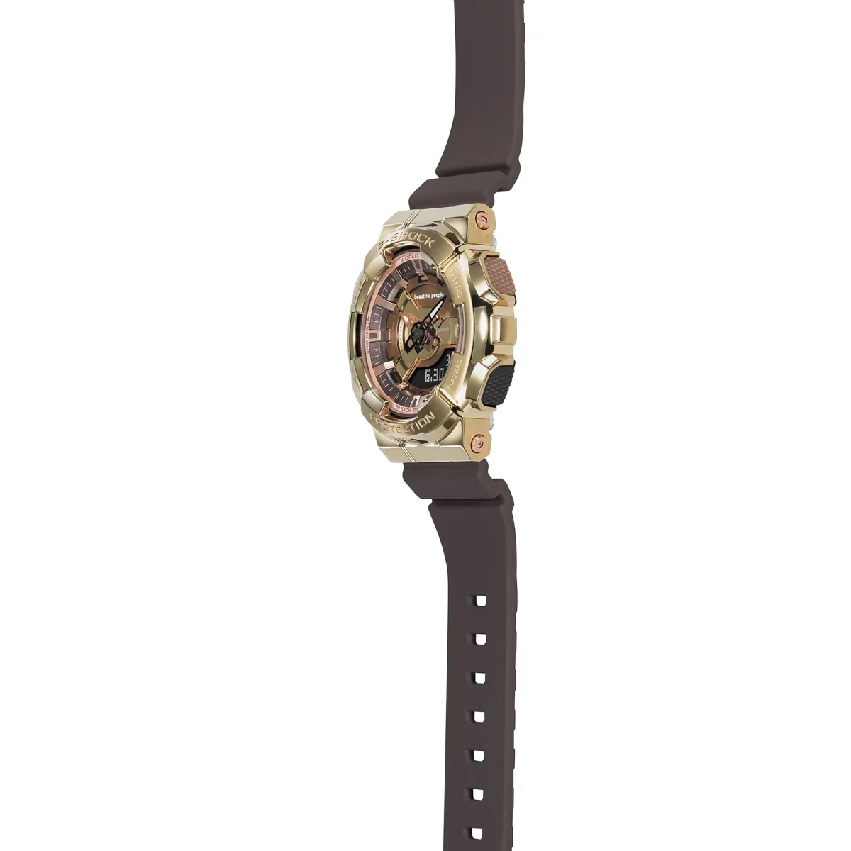 Casio G-Shock Limited Edition Dual Time Beautiful People 200M Gold Bezel, Brown Resin Band - GMS110BP-5A