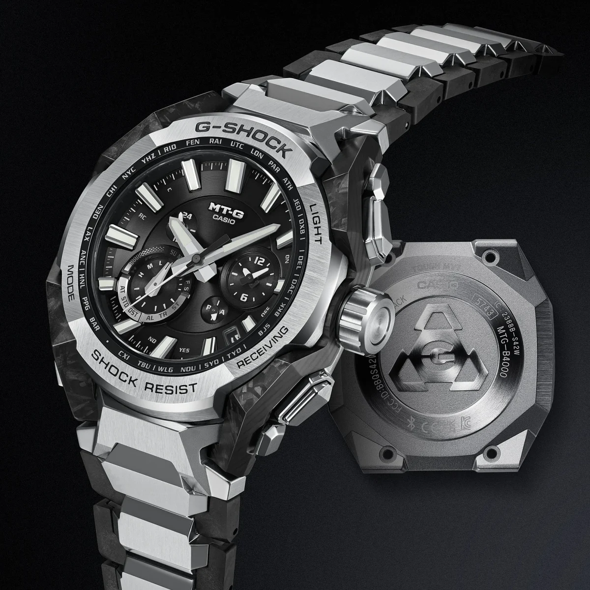 Casio G-Shock Men’s Watch – Tough Solar, Bluetooth, Stainless Steel - MTGB4000D-1A