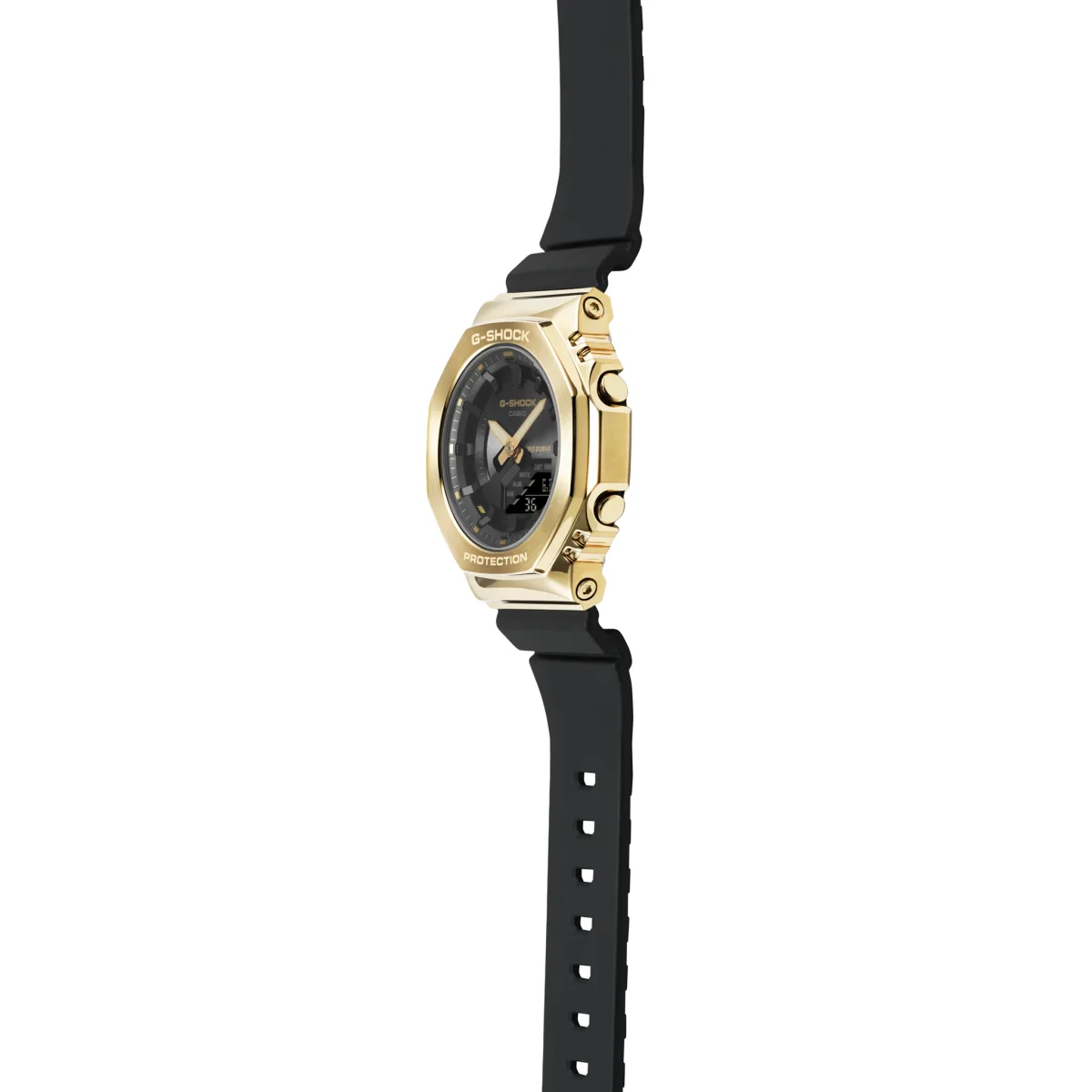 Casio G-Shock Mid Size Metal-Clad with Gold On Black In A Smaller Compact Profile - GMS2100GB-1A