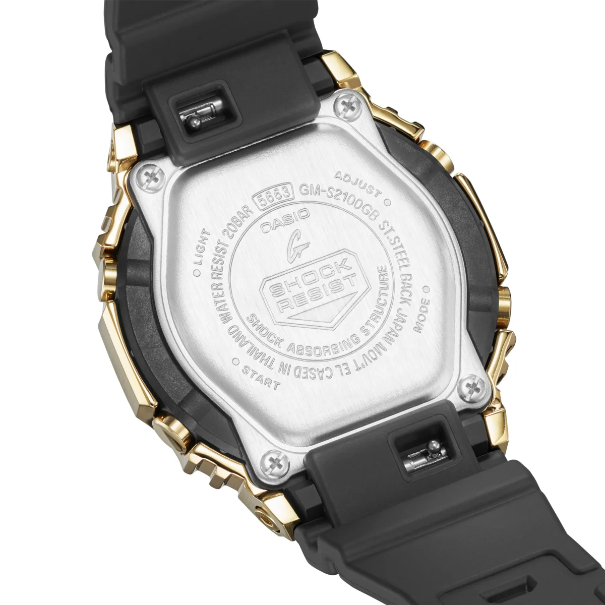 Casio G-Shock Mid Size Metal-Clad with Gold On Black In A Smaller Compact Profile - GMS2100GB-1A