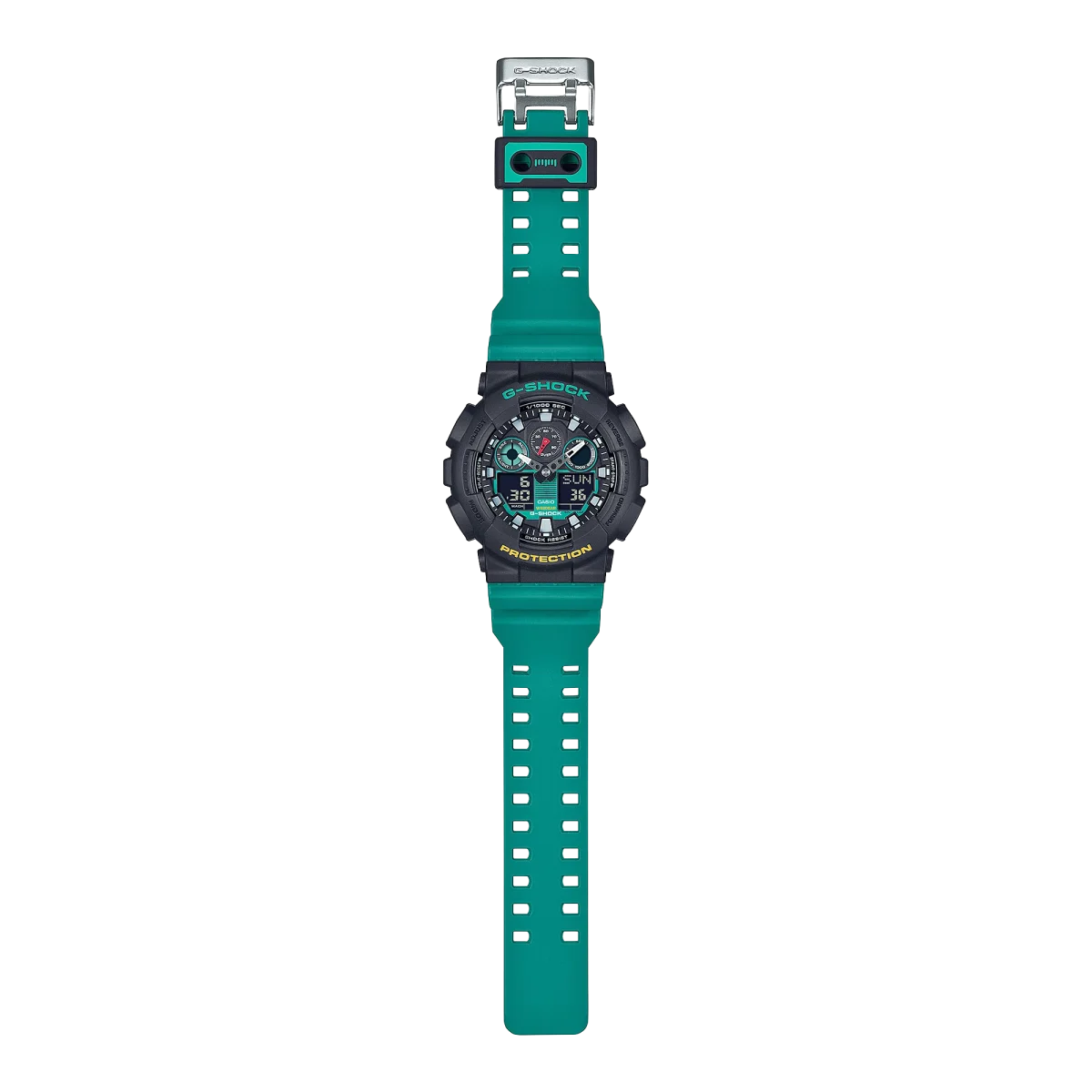 Casio G-Shock Mix Tapes Collection 200M WR Black Case, Green Resin Band - GA100MT-1A3