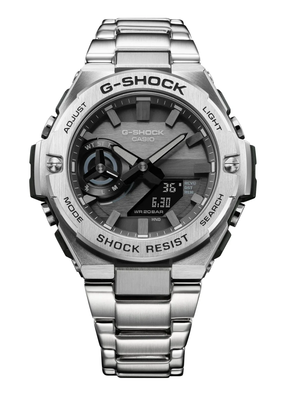 Casio G-Shock Solar Powered 200M WR Stainless Steel Case & Band - GST-B500D-1A1