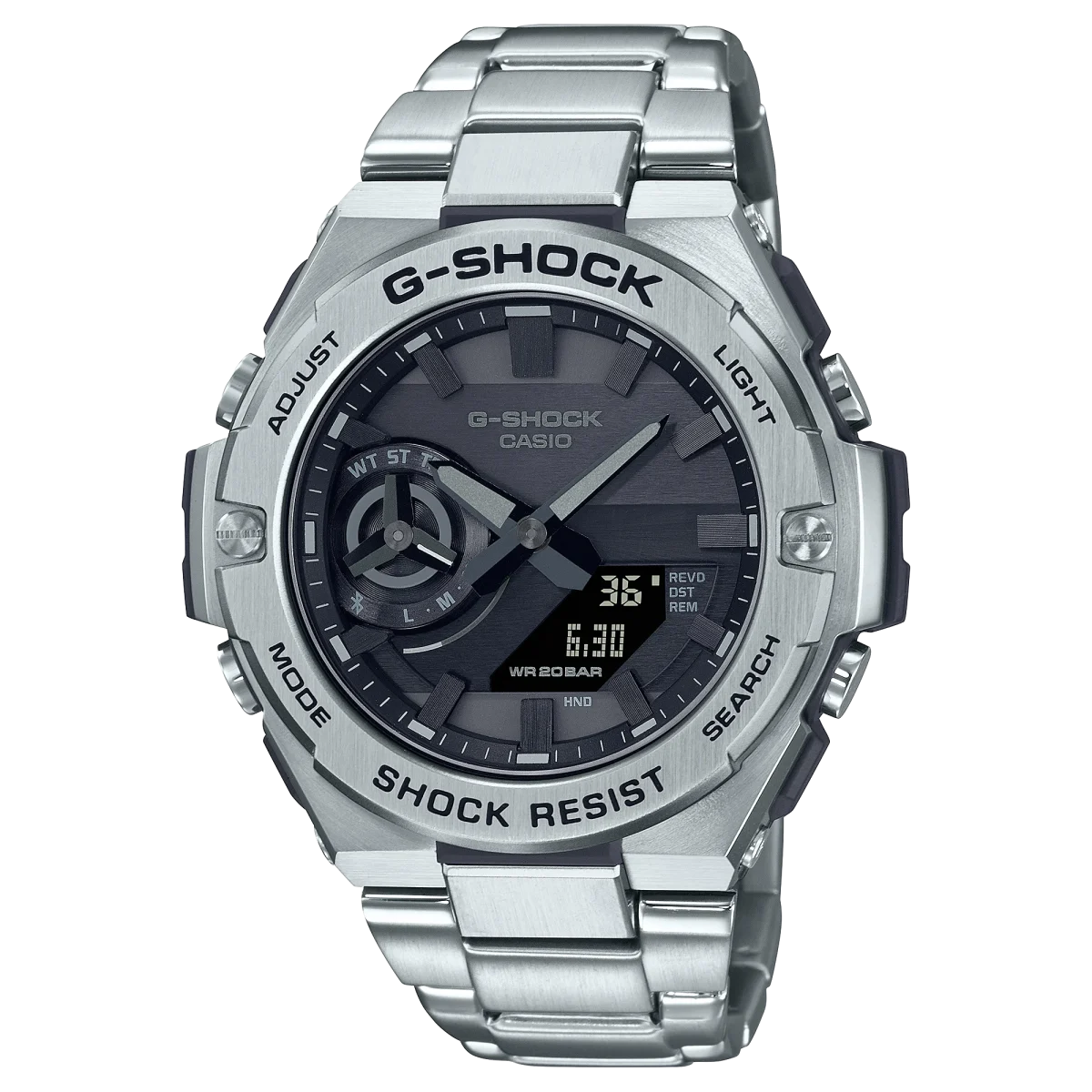 Casio G-Shock Solar Powered 200M WR Stainless Steel Case & Band - GST-B500D-1A1