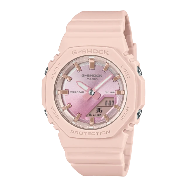 Casio G-Shock Womens Analog/Digital Midsize Sunset Glow Series 200m WR Pink Dial Pink Resin Band - GMAP2100SG-4A