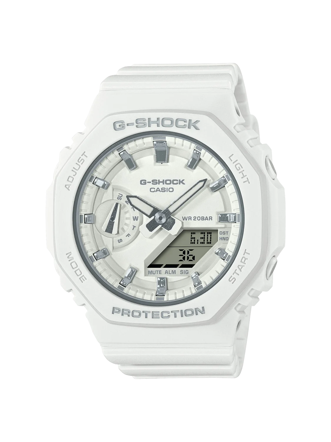 Casio G-Shock Womens Series Duel Time 200M WR, White Dial & Band - GMAS2100-7A