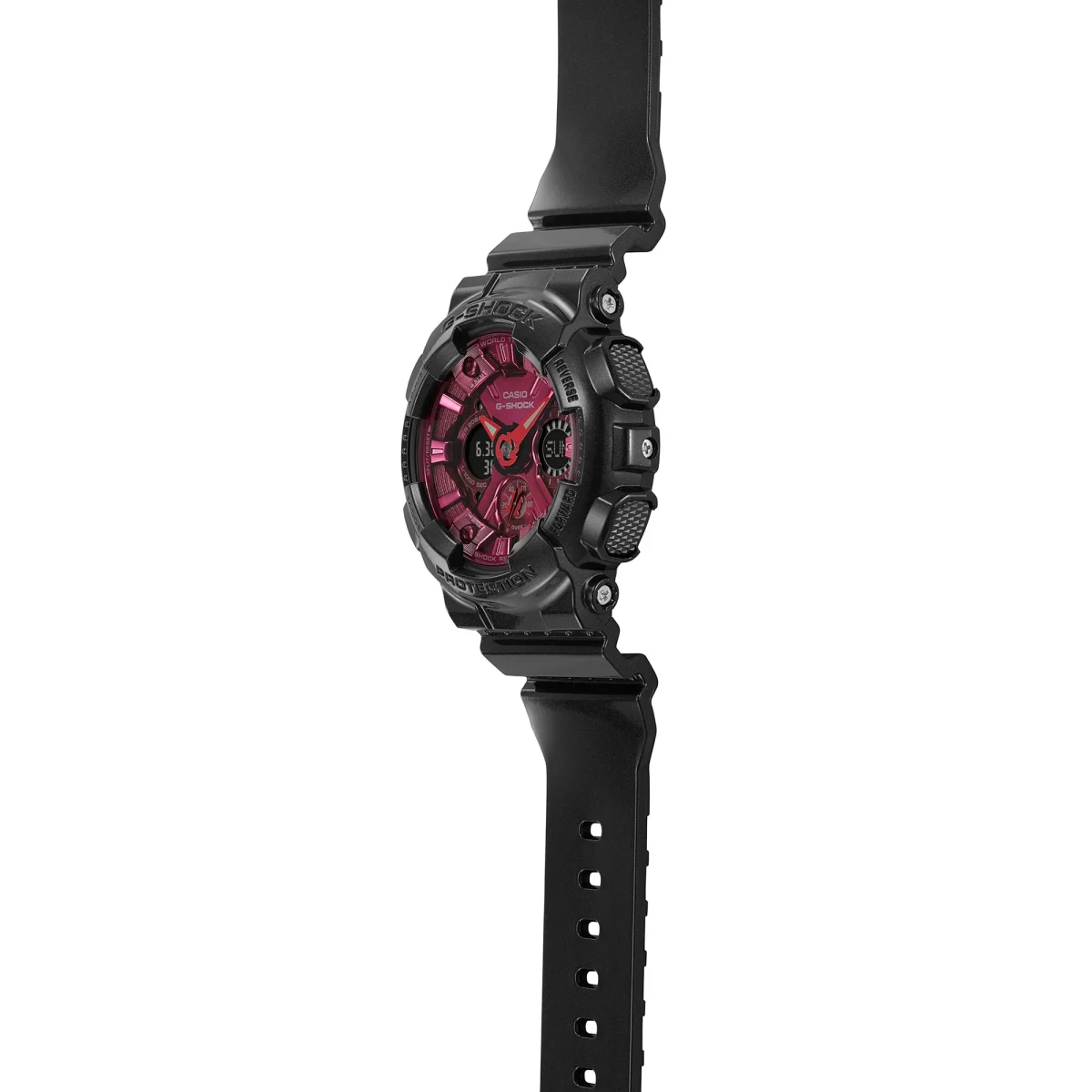 Casio G-Shock Womens Series Red & Black 200M WR Red Dial Black Resin Band Watch - GMAS120RB-1A