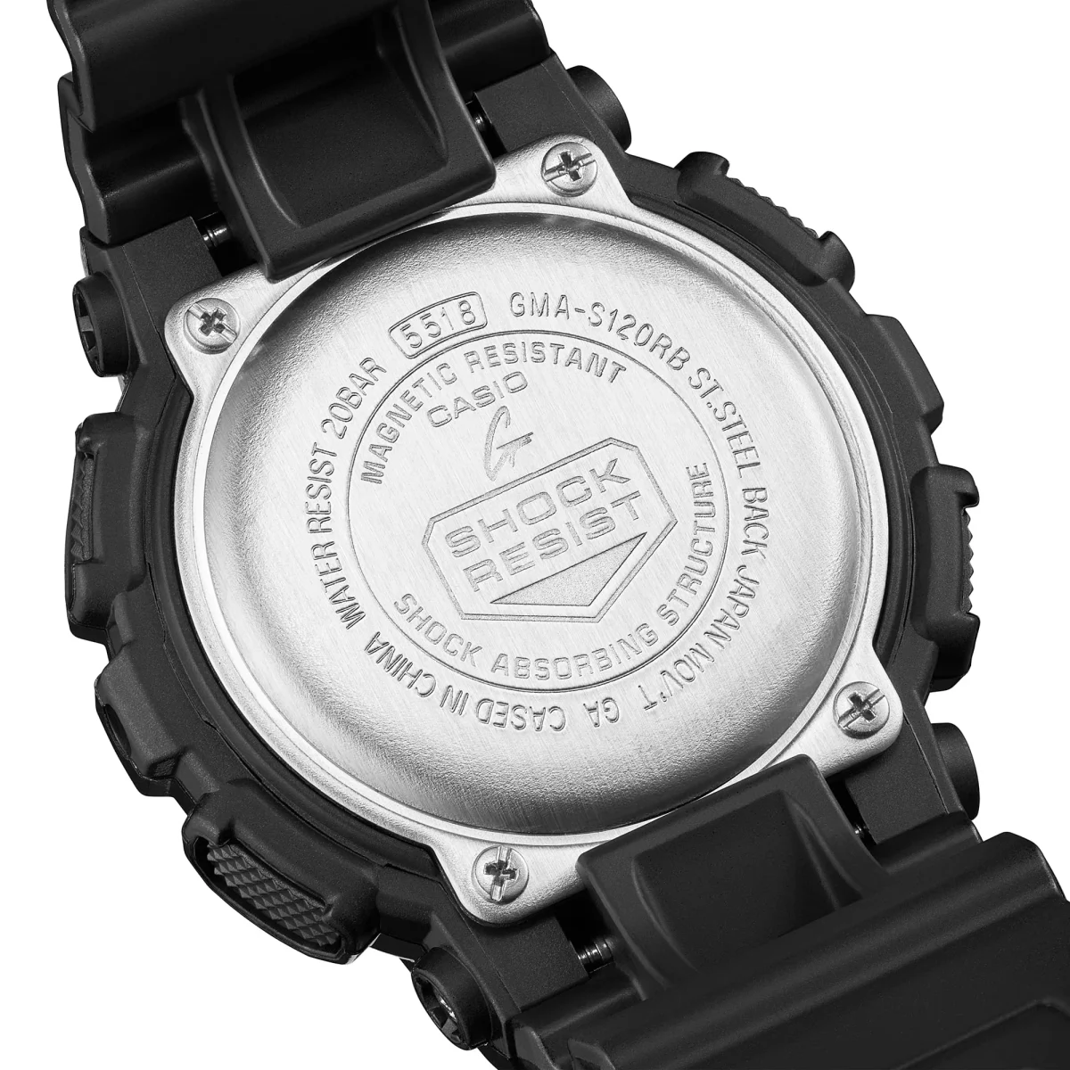 Casio G-Shock Womens Series Red & Black 200M WR Red Dial Black Resin Band Watch - GMAS120RB-1A