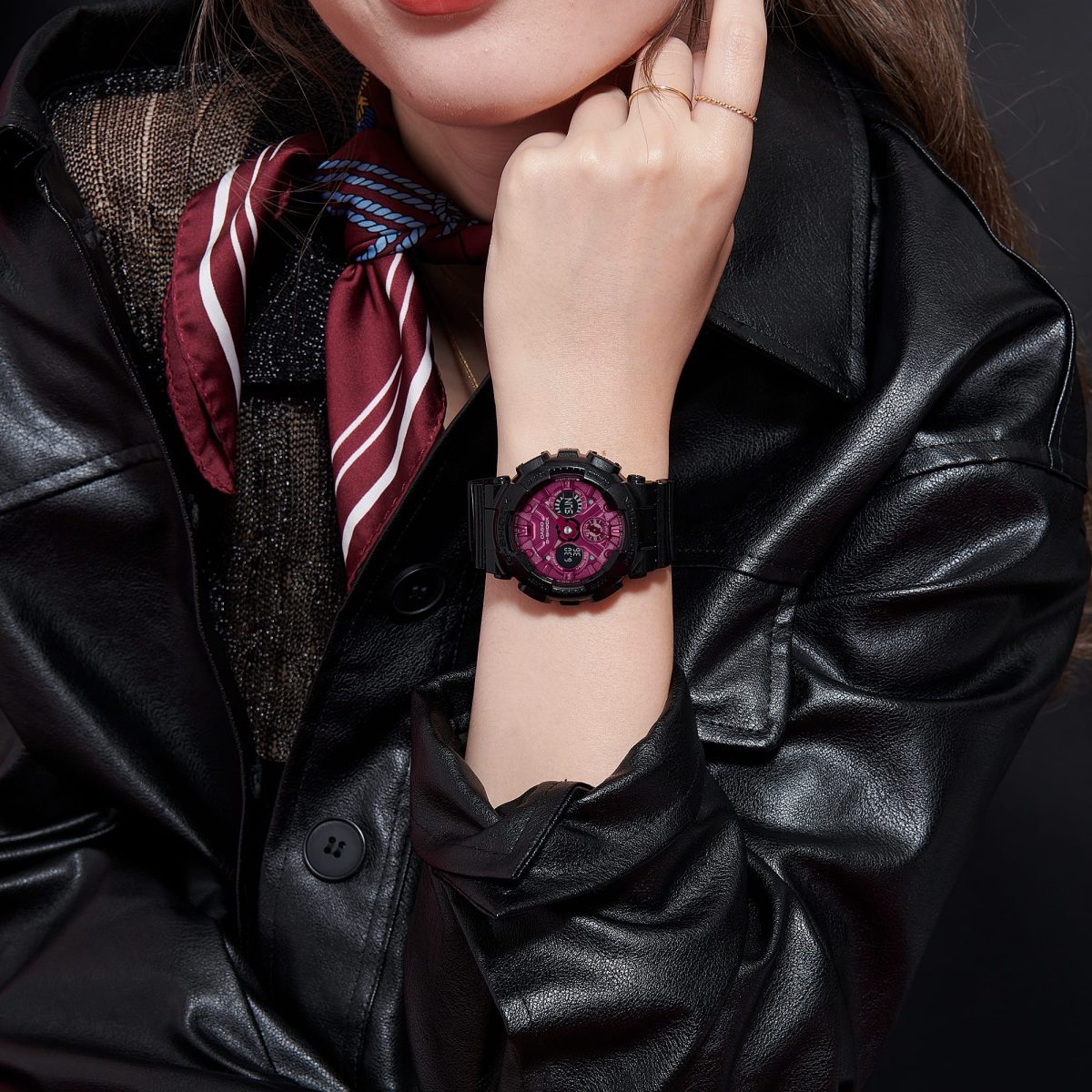 Casio G-Shock Womens Series Red & Black 200M WR Red Dial Black Resin Band Watch - GMAS120RB-1A