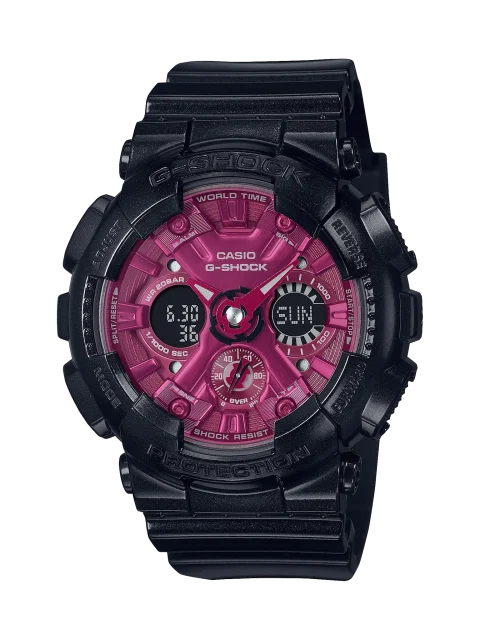 Casio G-Shock Womens Series Red & Black 200M WR Red Dial Black Resin Band Watch - GMAS120RB-1A