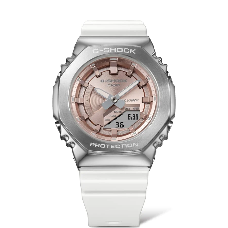 Casio G-Shock Womens Series Winter Sparkle 200M WR Pink Dial White Resin Band - GMS2100WS-7A