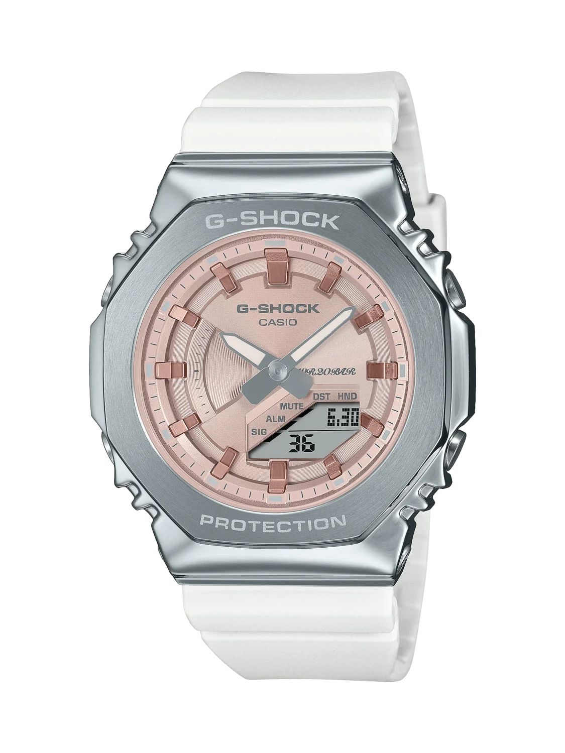 Casio G-Shock Womens Series Winter Sparkle 200M WR Pink Dial White Resin Band - GMS2100WS-7A