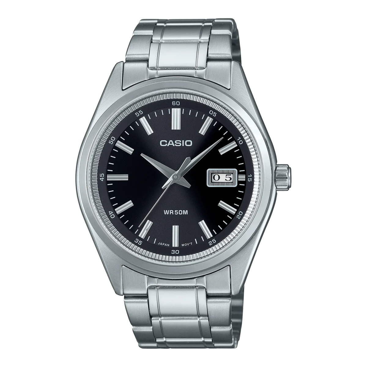 Casio Gents Analog Black Dial, Stainless Steel Case & Band - MTPB180D-1A1