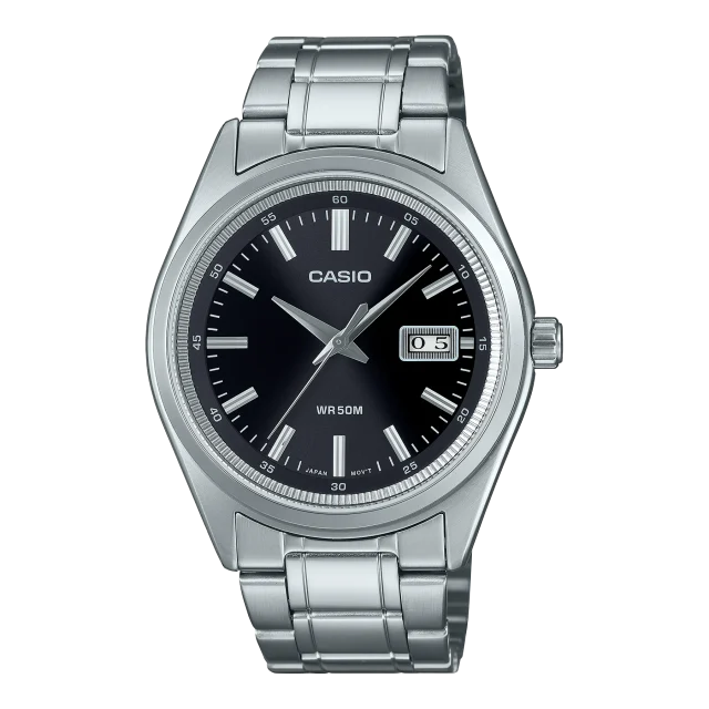 Casio Gents Analog Black Dial, Stainless Steel Case & Band - MTPB180D-1A1