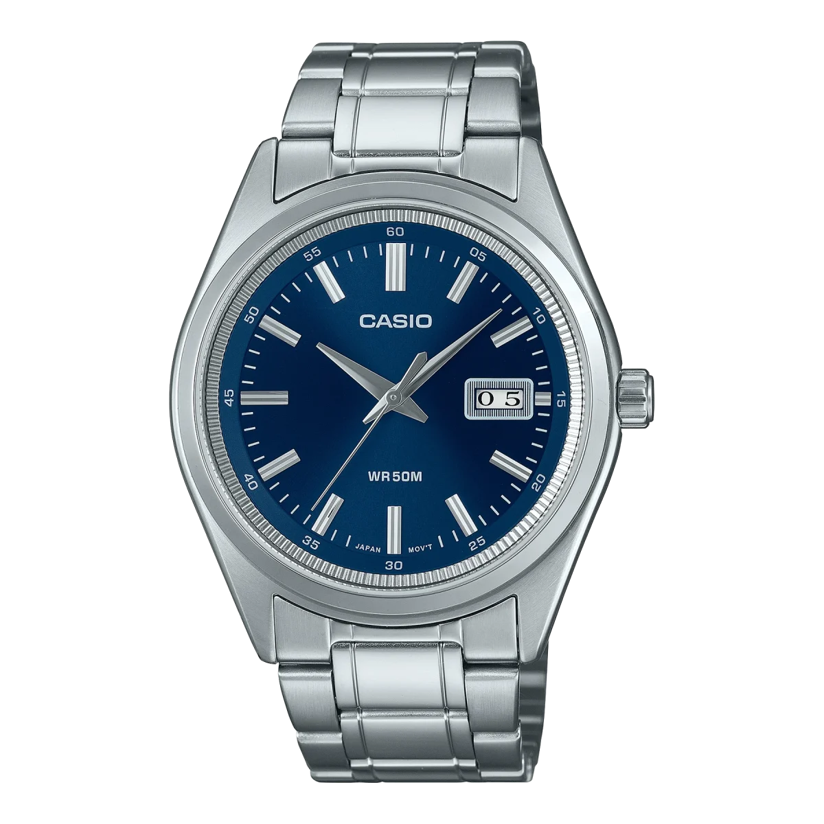 Casio Gents Analog Blue Dial, Stainless Steel Case & Band - MTPB180D-2A