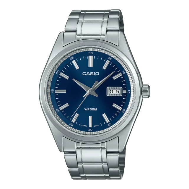 Casio Gents Analog Blue Dial, Stainless Steel Case & Band - MTPB180D-2A