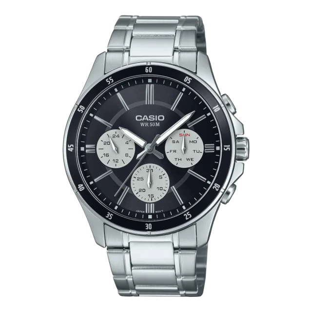 Casio Gents Analog Chronograph Dial Black Dial, Stainless Steel Case & Band - MTP1374D-1A3