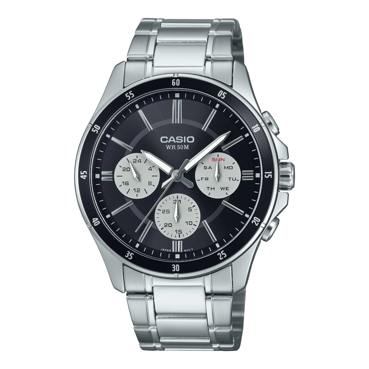 Casio Gents Analog Chronograph Dial Black Dial, Stainless Steel Case & Band - MTP1374D-1A3