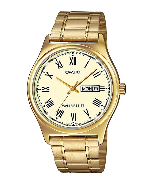 CASIO Gents Analog Day & Date Gold Case & Band - MTPV006G-9B