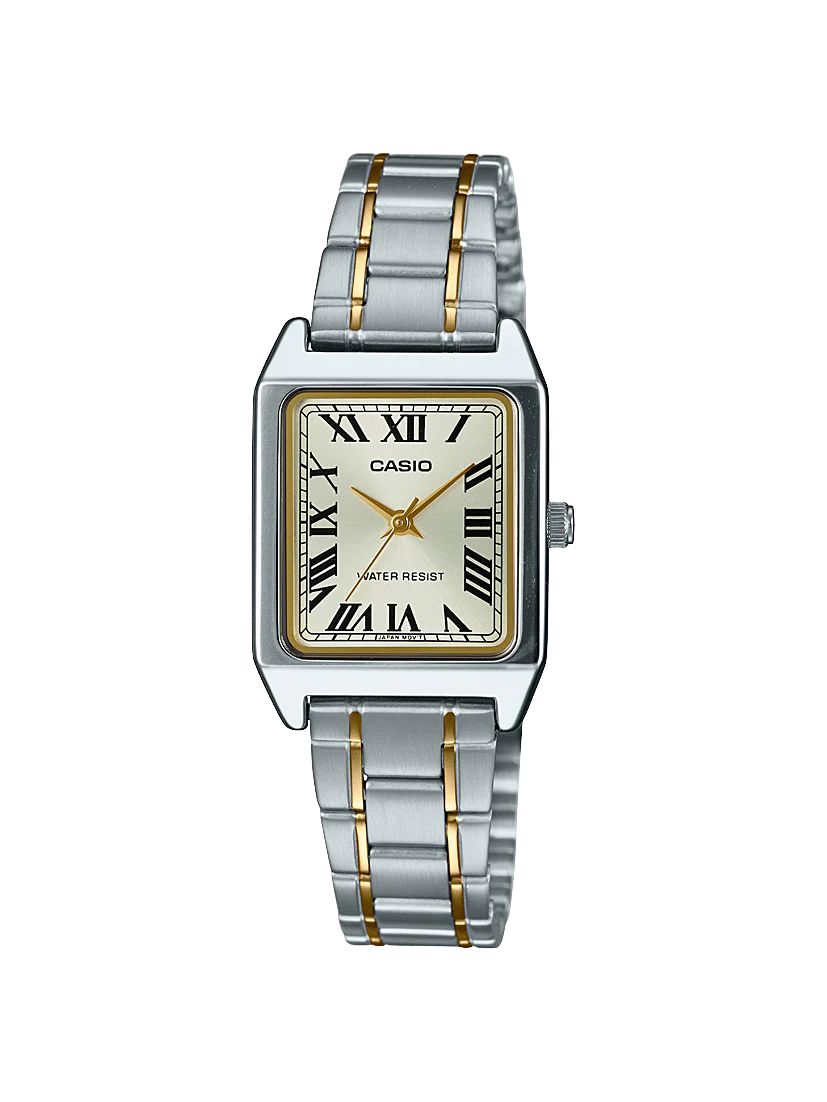 Casio Ladies Analogue Water Resist Two Tone Timepiece - LTPV007SG-9B