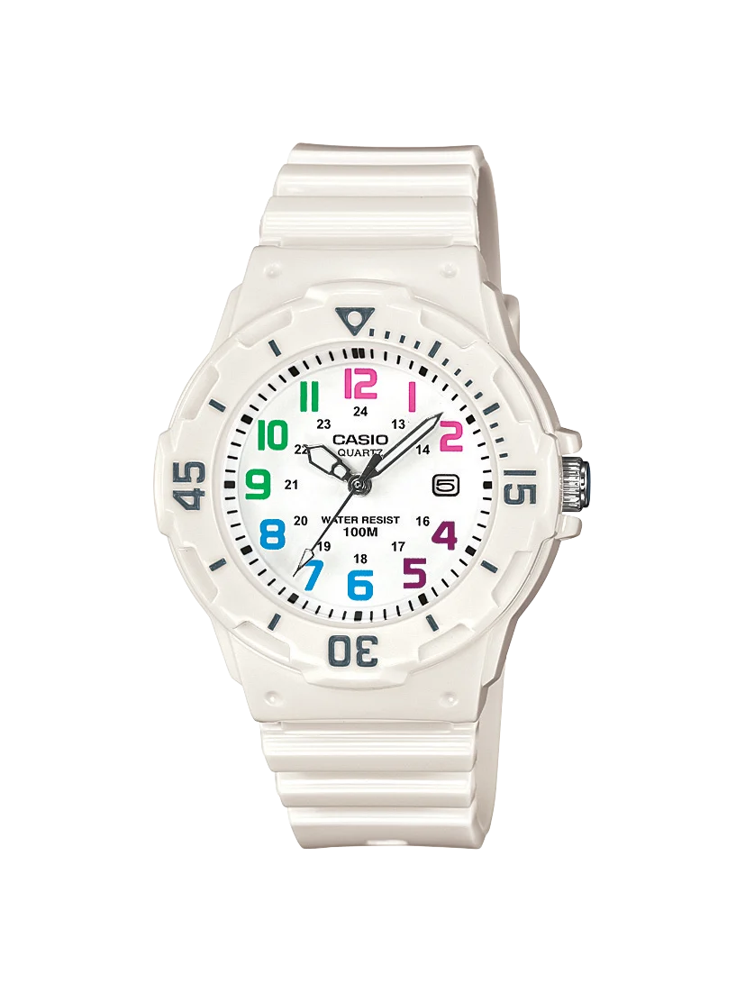 CASIO LRW200H-7B – White Resin Strap Analog 100m Dive-Style Watch
