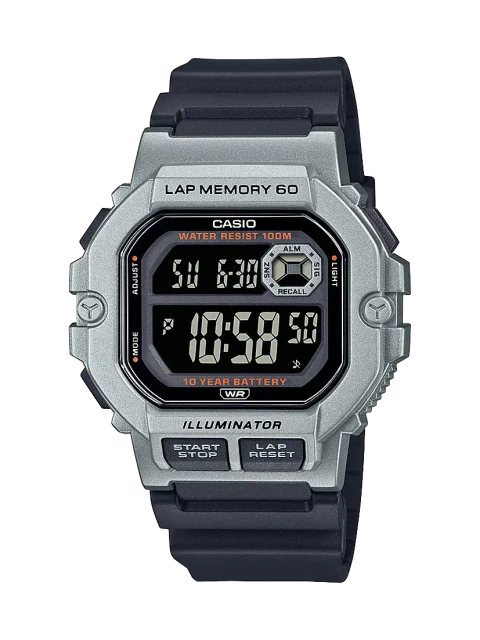 Casio Mens Digital 60 Lap Memory & 100m Water Proof Watch - WS1400H-1B