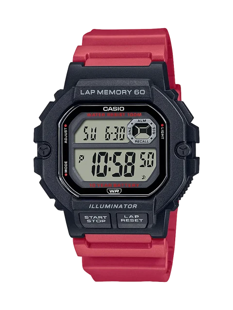 Casio Mens Digital 60 Lap Memory & 100m Water Proof Watch - WS1400H-4A