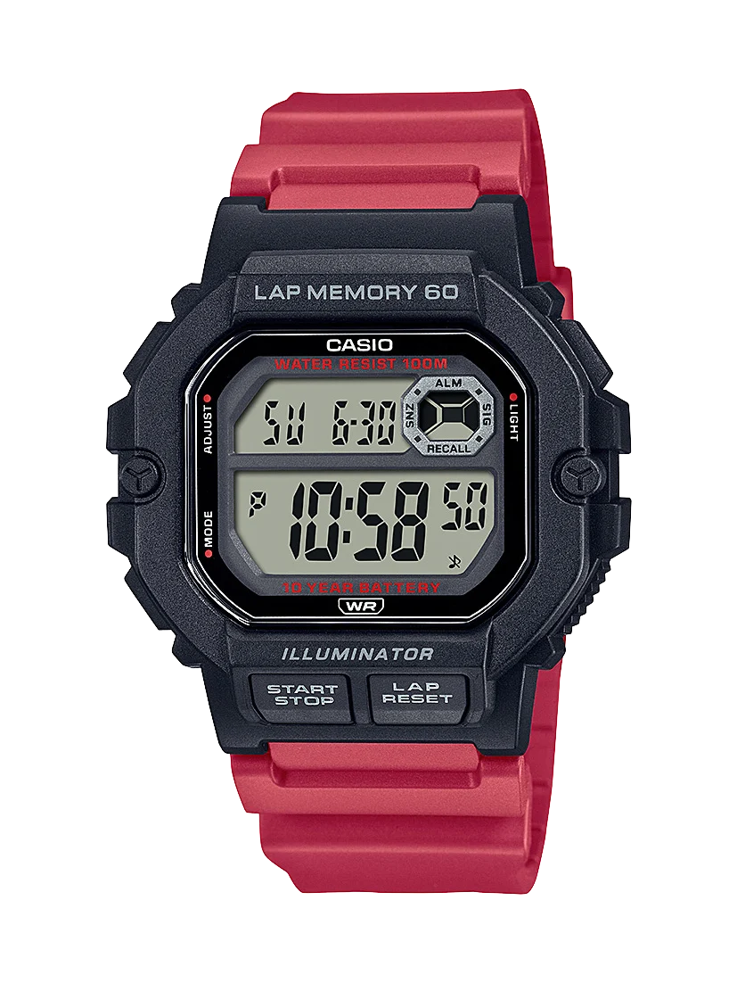 Casio Mens Digital 60 Lap Memory & 100m Water Proof Watch - WS1400H-4A