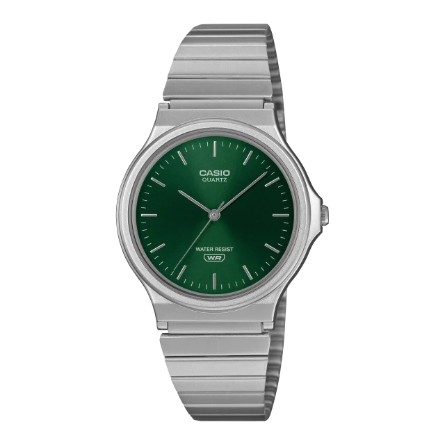 Casio MQ-24DA-3A Green Sunray Dial Stainless Steel Analog Watch