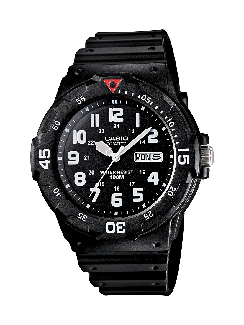 CASIO MRW200H-1BVDF – Black Resin Case & Strap, 100 M Water-Resistant Analog Watch