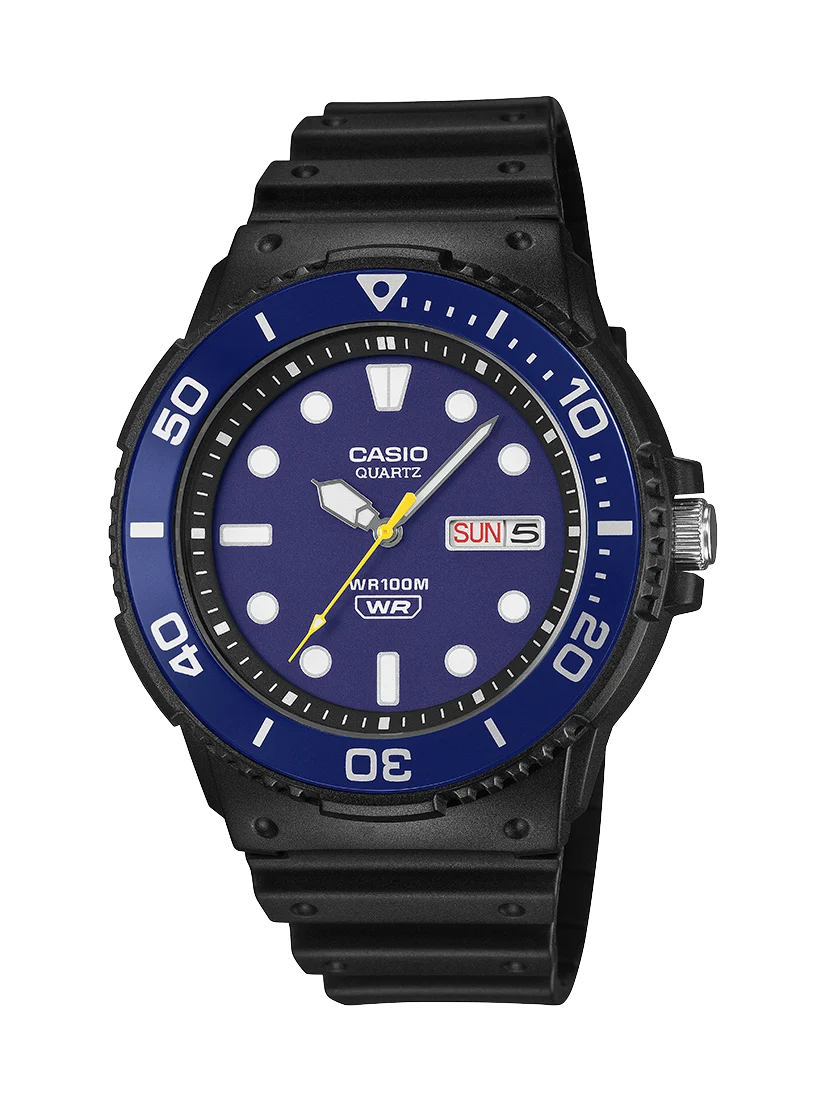 Casio MRW230H-2E Analogue Sports Watch – Blue Bezel & 100M Water Resistant