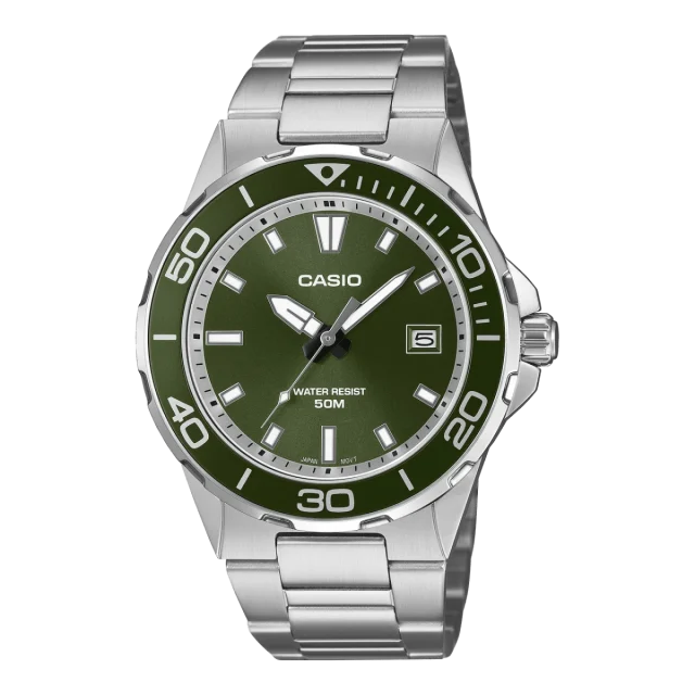 Casio MTD145D-3A Men's Stainless Steel Green Dial Sports Watch