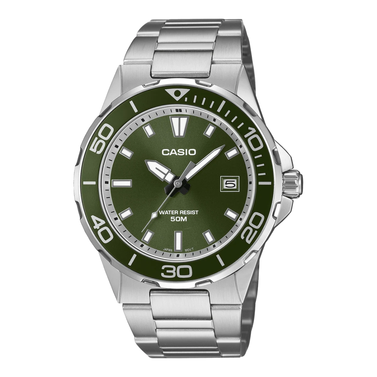 Casio MTD145D-3A Men's Stainless Steel Green Dial Sports Watch